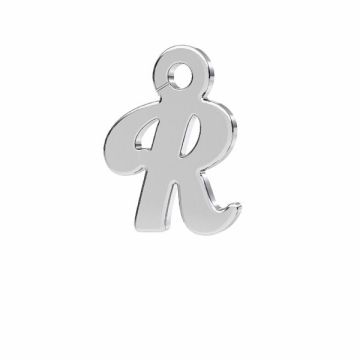 Letter R pendant*sterling silver 925*RH - White Rhodium Plated