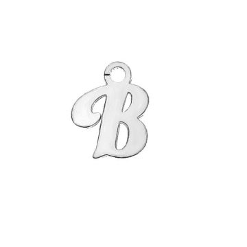 Letter B pendant*sterling silver 925*RH - White Rhodium Plated