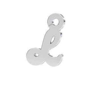 Letter L pendant*sterling silver 925*RH - White Rhodium Plated