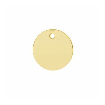 Round pendant tag 8 mm*sterling silver 925*24K - Gold Plated - 0,4 µm