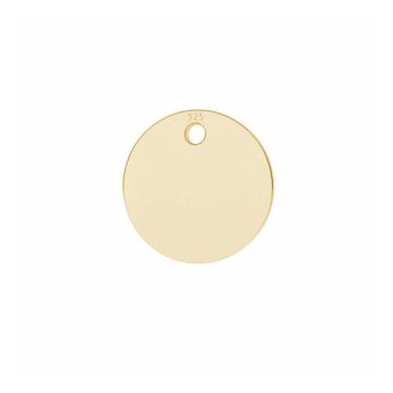 Round pendant tag 8 mm*sterling silver 925*18K - Light Yellow Gold Plated - 0,4 µm