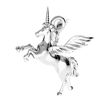 Unicorn pendant*sterling silver 925*RH - White Rhodium Plated