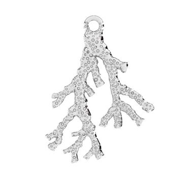 Coral pendant*sterling silver 925*RH - White Rhodium Plated