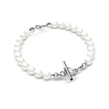 Base bracciale perle 6mm*argento sterling 925*PT - Placcato platino