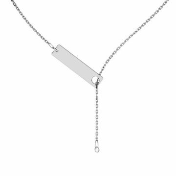 Base collana con rettangolo*Argento 925*Dx - Rodiato Bianco