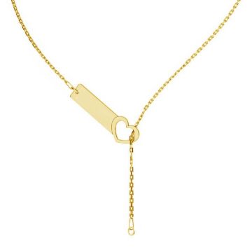 Base collana con cuore rettangolo*argento sterlina 925*24K - Placcato oro - 0,4 µm