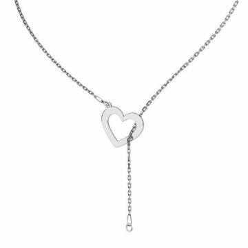 Base collana con cuore*Argento 925*Dx - Rodiato Bianco