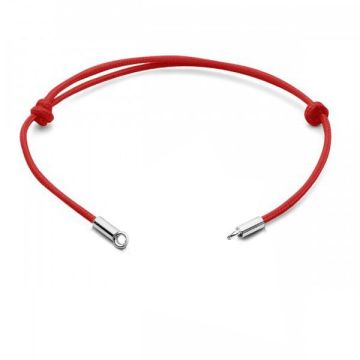 Base bracciale cordino rosso, argento sterling 925, BRACCIALE CON CORDA J 23 13,5-24,50 cm