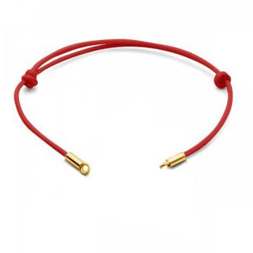 Base per bracciale in cordino rosso, argento sterling 925, BRACCIALE CON CORDA J 23 13,5-24,50 cm*24K - Placcato oro - 0,4 µm