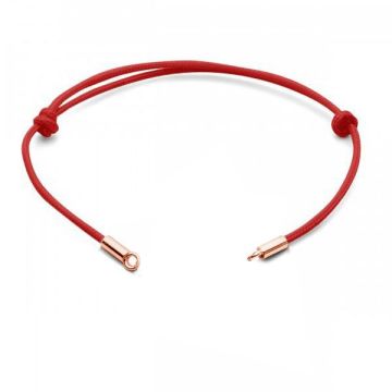 Base per bracciale in cordino rosso, argento sterling 925, BRACCIALE CON CORDA J 23 13,5-24,50 cm*18K - Placcato oro rosa - 0,4 µm