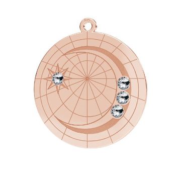 Moon pendant with Crystals*sterling silver*18K - Rose Gold Plated - 0,4 µm