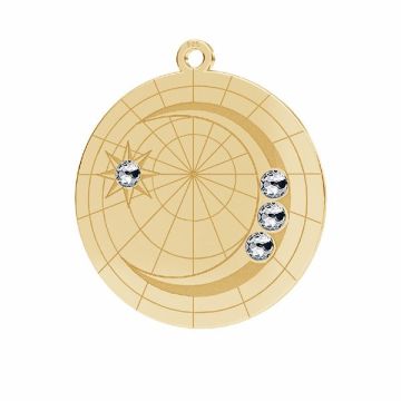 Moon pendant with Crystals*sterling silver*18K - Light Yellow Gold Plated - 0,4 µm