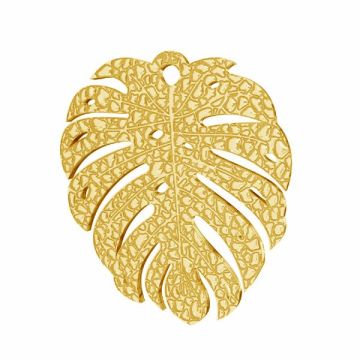 Monstera leaf pendant, sterling silver 925, LKM-2761 0,50 19,4x21,8 mm*24K - Gold Plated - 0,4 µm