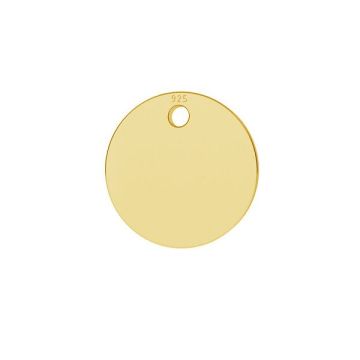 Round pendant tag 6 mm, sterling silver, LKM-2237 - 0,80 6x6 mm*18K - Light Yellow Gold Plated - 0,4 µm