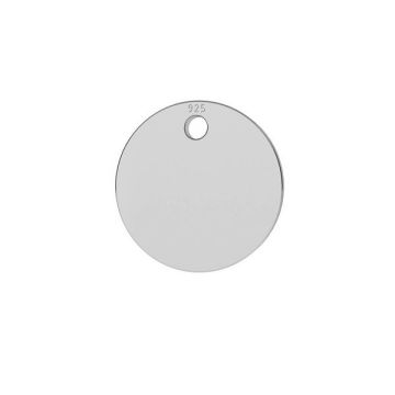 Round pendant tag 6 mm, sterling silver, LKM-2237 - 0,80 6x6 mm*RH - White Rhodium Plated