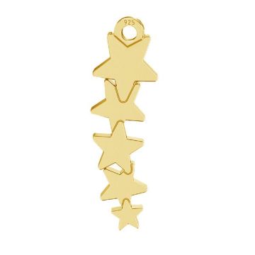 Stars pendant tag, sterling silver 925, LKM-2821 - 0,50 6,8x21,7 mm*24K - Gold Plated - 0,4 µm