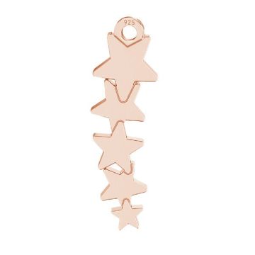 Stars pendant tag, sterling silver 925, LKM-2821 - 0,50 6,8x21,7 mm*18K - Rose Gold Plated - 0,4 µm