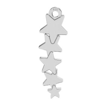 Stars pendant tag, sterling silver 925, LKM-2821 - 0,50 6,8x21,7 mm*PT - Platinum Plated