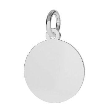 Round pendant tag with open jumpring, sterling silver 925, J-LKM-2002 - 0,40 9x11 mm (KC 0,8x3 mm)*RH - White Rhodium Plated