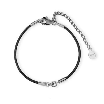 Base in corda nera per bracciale, J-STRING BRACELET 26 15,5-19,50 cm*PT - Platino placcato