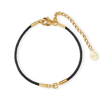 Base in corda nera per bracciale, BRACCIALE J-STRING 26 15,5-19,50 cm*18K - Placcato oro giallo chiaro - 0,4 µm