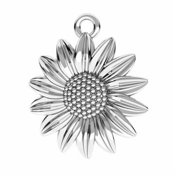 Sunflower pendant*sterling silver 925*RH - White Rhodium Plated