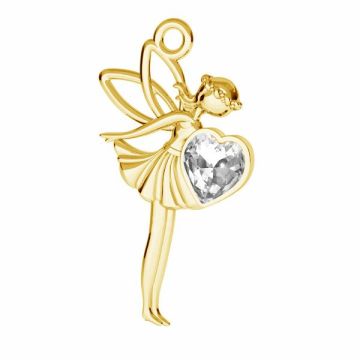 Fairy pendant with Swarovski Heart crystal, silver 925*24K - Gold Plated - 0,4 µm