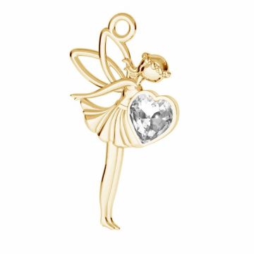 Fairy pendant with Swarovski Heart crystal, silver 925*18K - Light Yellow Gold Plated - 0,4 µm