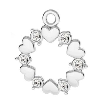 Rosette with hearts and Swarovski Crystals pendant, sterling silver 925