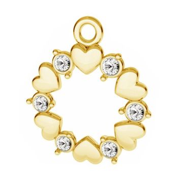 Rosette with hearts and Swarovski Crystals pendant, sterling silver 925*24K - Gold Plated - 0,4 µm