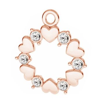 Rosette with hearts and Swarovski Crystals pendant, sterling silver 925*18K - Rose Gold Plated - 0,4 µm