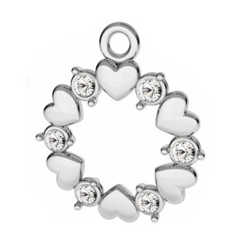 Rosette with hearts and Swarovski Crystals pendant, sterling silver 925*RH - White Rhodium Plated