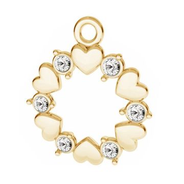 Rosette with hearts and Swarovski Crystals pendant, sterling silver 925*18K - Light Yellow Gold Plated - 0,4 µm