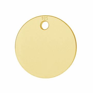 Round pendant, sterling silver 925, LKM-2871 - 0,80 15x15 mm*24K - Gold Plated - 0,4 µm