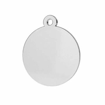 Round pendant tag, sterling silver 925, LKM-2872 - 0,80 13x15 mm*RH - White Rhodium Plated