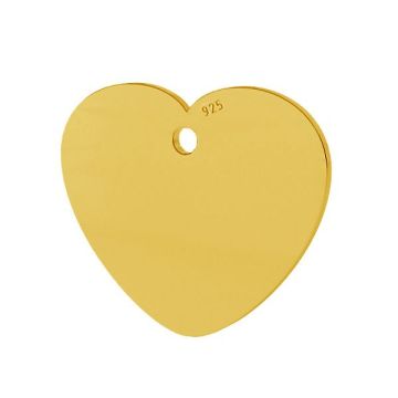 Heart pendant tag 14 mm, sterling silver, LKM-2011 - 0,40 14x15 mm (INDYVIDUAL PACK)*24K - Gold Plated - 0,4 µm