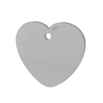 Heart pendant tag 14 mm, sterling silver, LKM-2011 - 0,40 14x15 mm (INDYVIDUAL PACK)*RH - White Rhodium Plated