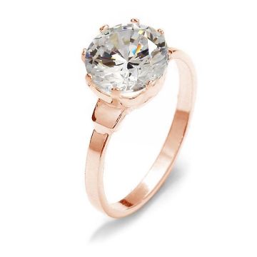 Ring with round zircon*sterling silver 925*18K - Rose Gold Plated - 0,4 µm