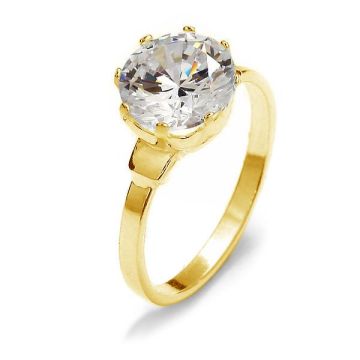 Ring with round zircon*sterling silver 925*24K - Gold Plated - 0,4 µm