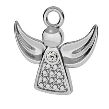 Angel pendant with Gavbari crystal, sterling silver 925, ODL-00829 12x12,5 mm ver.2*PT - Platinum Plated