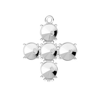 Cross pendant base for Swarovski Rivoli 6 mm*sterling silver 925