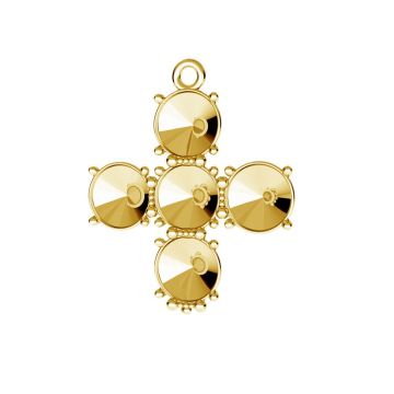 Cross pendant base for Swarovski Rivoli 6 mm*sterling silver 925*24K - Gold Plated - 0,4 µm