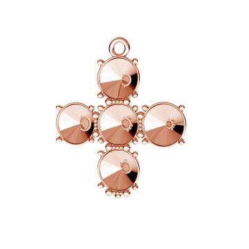 Cross pendant base for Swarovski Rivoli 6 mm*sterling silver 925*18K - Rose Gold Plated - 0,4 µm