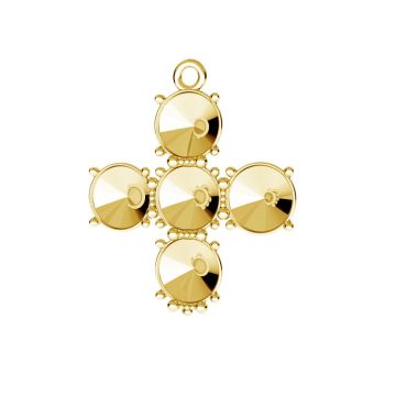 Cross pendant base for Swarovski Rivoli 6 mm*sterling silver 925*18K - Light Yellow Gold Plated - 0,4 µm