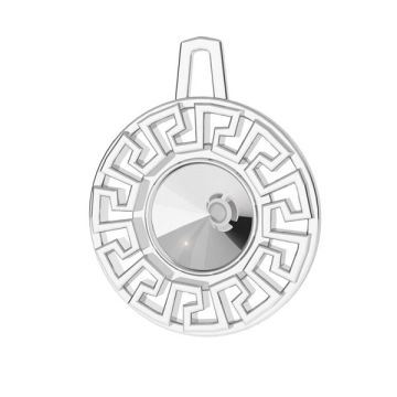 Greek maze round pendant, base for Swarovski Rivoli 6 mm*sterling silver 925