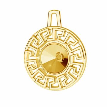 Greek maze round pendant, base for Swarovski Rivoli 6 mm*sterling silver 925*24K - Gold Plated - 0,4 µm