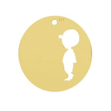 Child, boy, round pendant, LK-1292 - 0,50 16x16 mm - INDIVIDUAL PACK*24K - Gold Plated - 0,4 µm