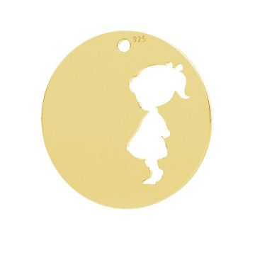 Child, girl, round pendant, LK-1291 - 0,50 - INDIVIDUAL PACK*24K - Gold Plated - 0,4 µm