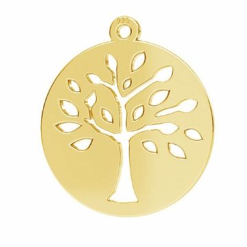 Tree pendant, sterling silver 925, LKM-2626 - 0,50 16x17,5 mm*24K - Gold Plated - 0,4 µm