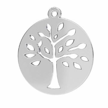 Tree pendant, sterling silver 925, LKM-2626 - 0,50 16x17,5 mm*PT - Platinum Plated